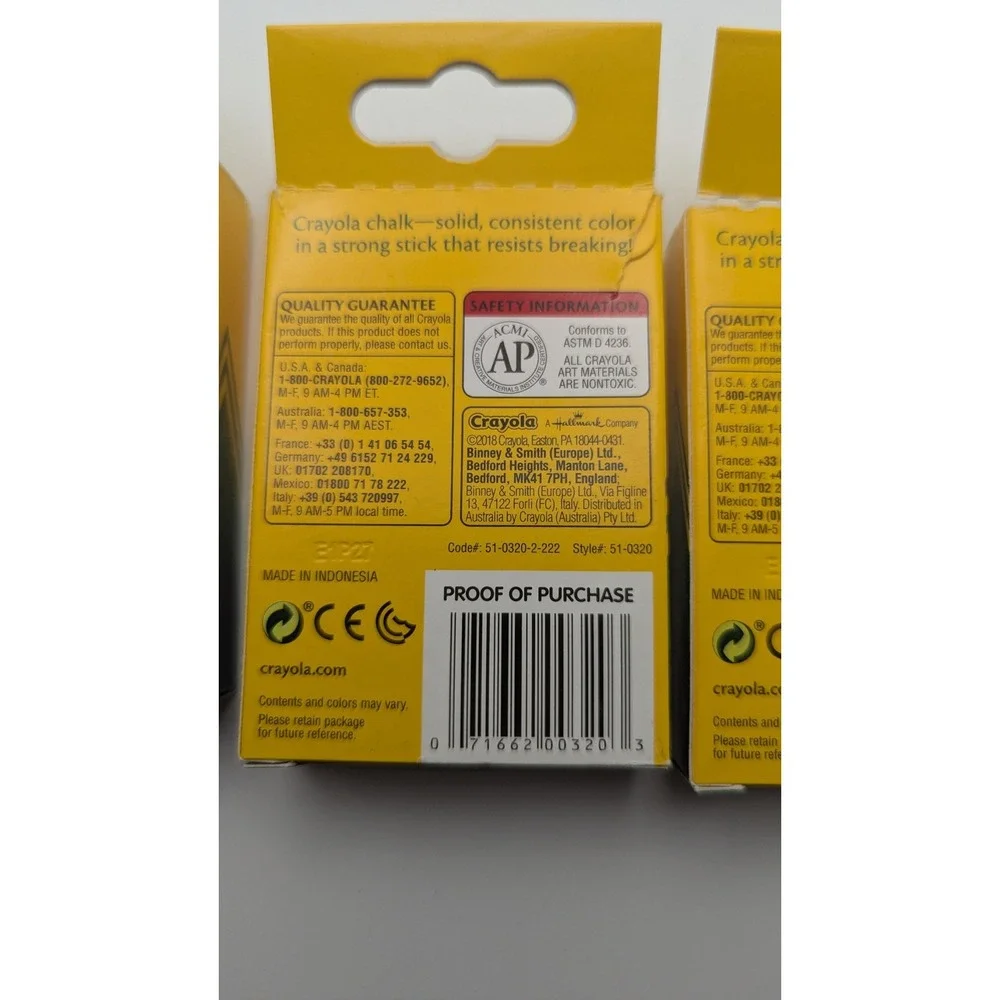Crayola White Chalk Sticks 12 Count per‎ Box 4 Pack Bulk Non-Toxic 51-0320